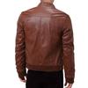 Winter business gentleman thermal zipper cardigan PU leather jacket stand-up collar slim leather jacket men