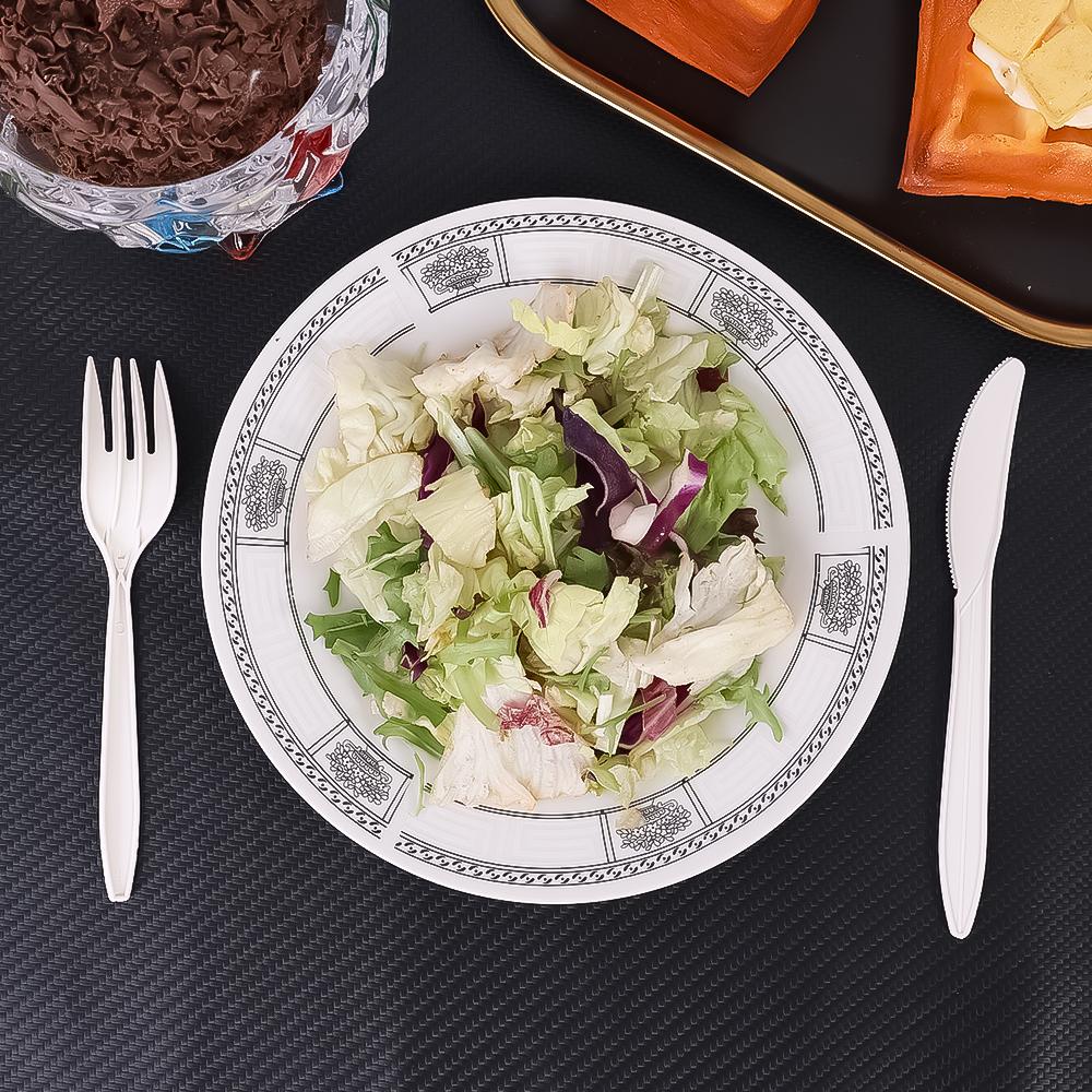 50-5Pcs Disposable Tableware Biodegradable Plastic Soup Spoons Fork Knife for Parties Lunches Picnics Desserts or Appetizers