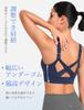 Yvette Sports Bra for No Front Large High Cross Integrated Sports Blue Women, Bounce, Opening, Size, Support, Adjustable, Back, Cup, Workout, Running,