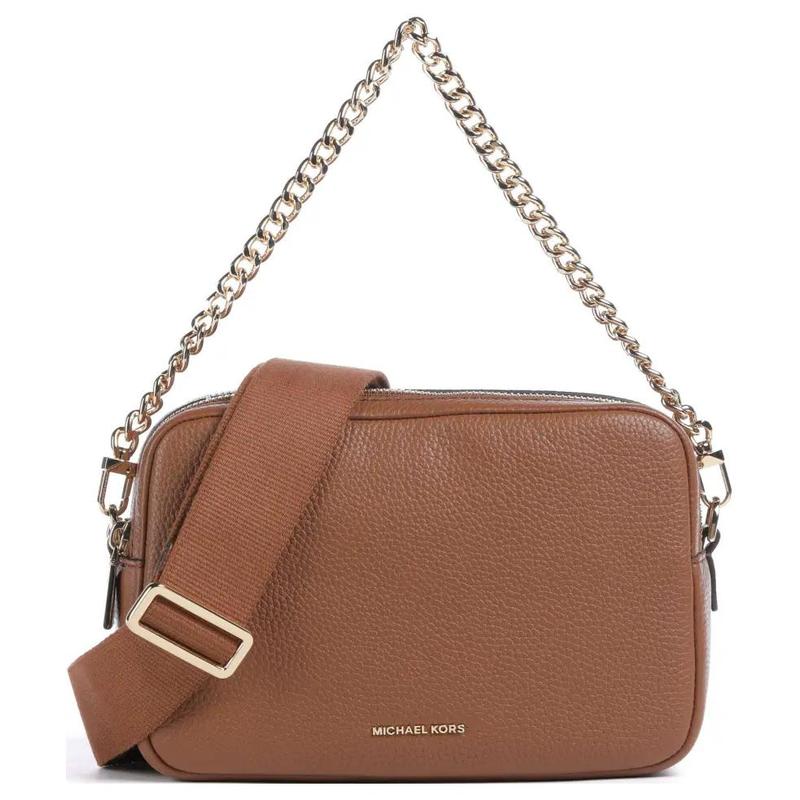 MICHAEL KORS Bryant Metal Logo Adjustable Detachable Shoulder Strap with Zip Closure Grained Cowhide Shoulder Crossbody Tote Regular Women s Brown золотой