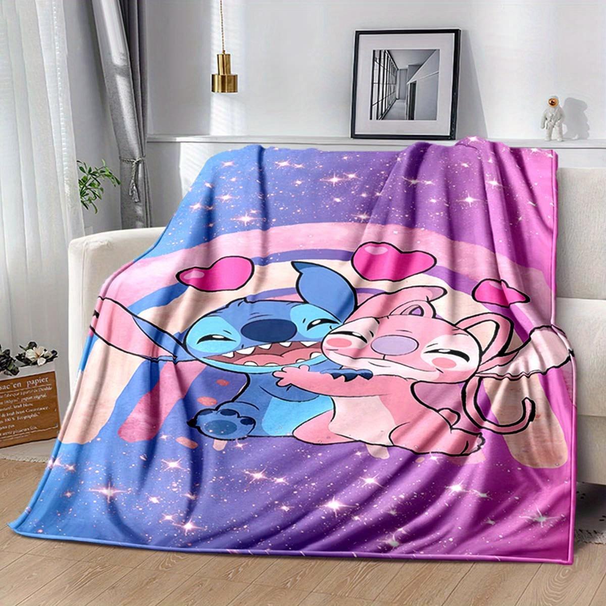 

1pc Stitch and Angel Printing Blanket for All Season, Cartoon Blanket, Office Blanket, Lunch Rest Blanket, Camping Talk, Car Blanket 130cmx150cm