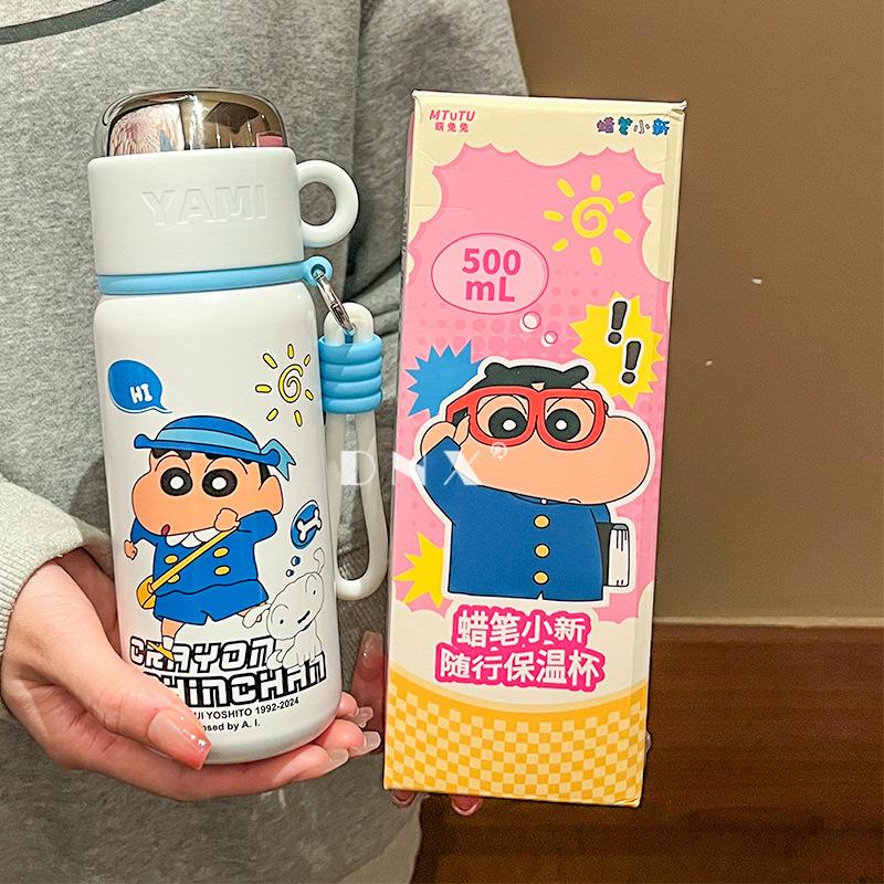 Crayon Small New Large Capacity High Appearance Level Stainless Steel Thermos Cup Cartoon Water Cup Cute Student Portable Accompanying Cup