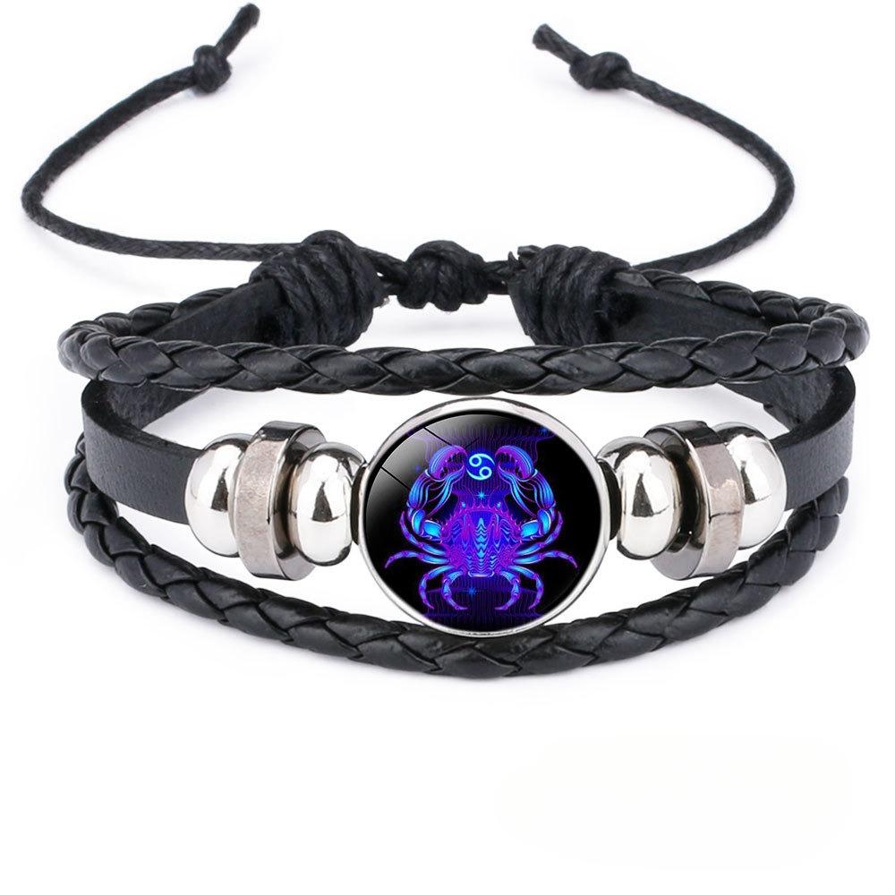 12 Constellation håndlaget lærarmbånd vevd flerlags punk tolv stjernetegn pararmbånd