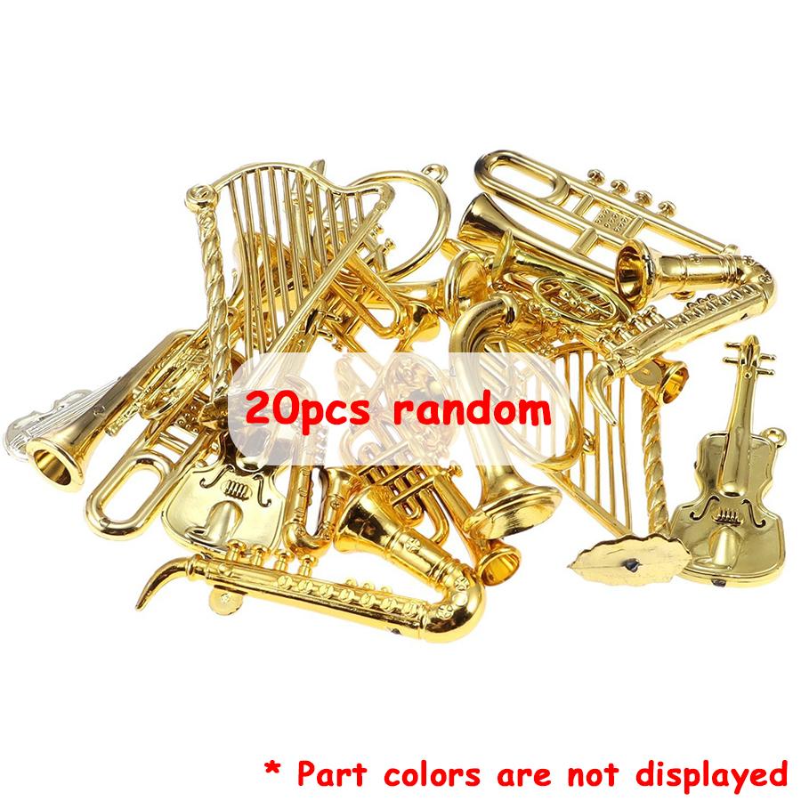 

20pcs 2-7cm Mini Golden Musical Instrument Ornaments Dollhouse Miniature Desktop Decoration Creative Mini Decorative Crafts
