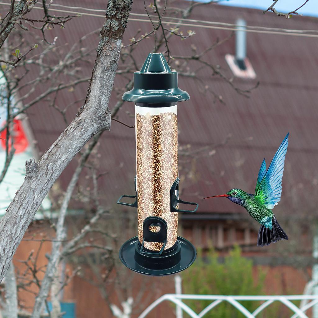 Wild Bird Feeder for Outdoors Hanging Squirrel Proof Tube Bird Feeder Plastic Finch Feeder for Outside Garden Yard Decoration