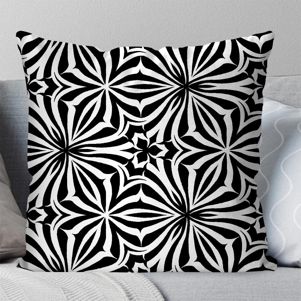1pc Retro Simple Black And White Shape Pillow Case Square Pillow Bedroom Sofa LeisureCushionCarLiving Room Home Decoration 40X40
