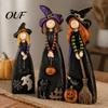 Retro Witch Decorations for Shelves Halloween Wooden Ornaments, Distressed Figurines, Tabletop Indoor Holiday Party Ornaments Decoration with Pumpkin