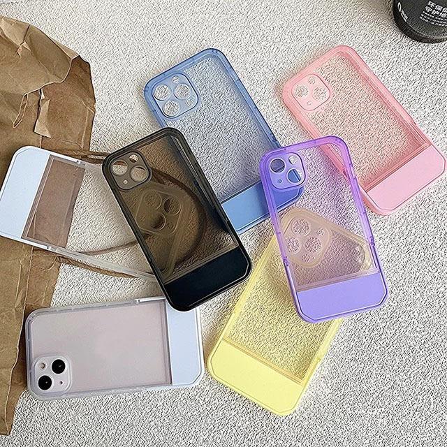 Applicable To IPhone15Promax Mobile Phone Case Anti Fall Simple 14 Apple 16 Protective Case Transparent 13 Folding Bracket
