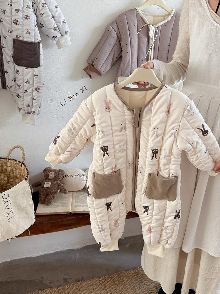 Quilted Cotton Baby Romper for Crawling Toddlers - Thick, Warm, Autumn/Winter Wear