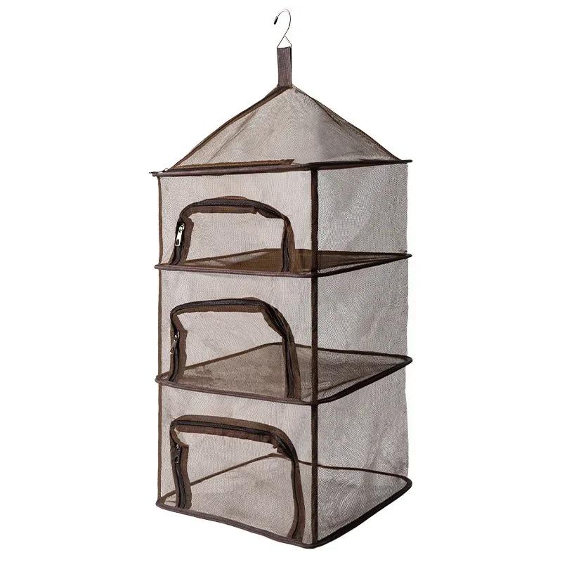 Portable Drying Dryer Rack Net Folding  Clothes Hanging Mesh Bag Dish Shelf for Outdoor Camping Herbs Flowers Buds