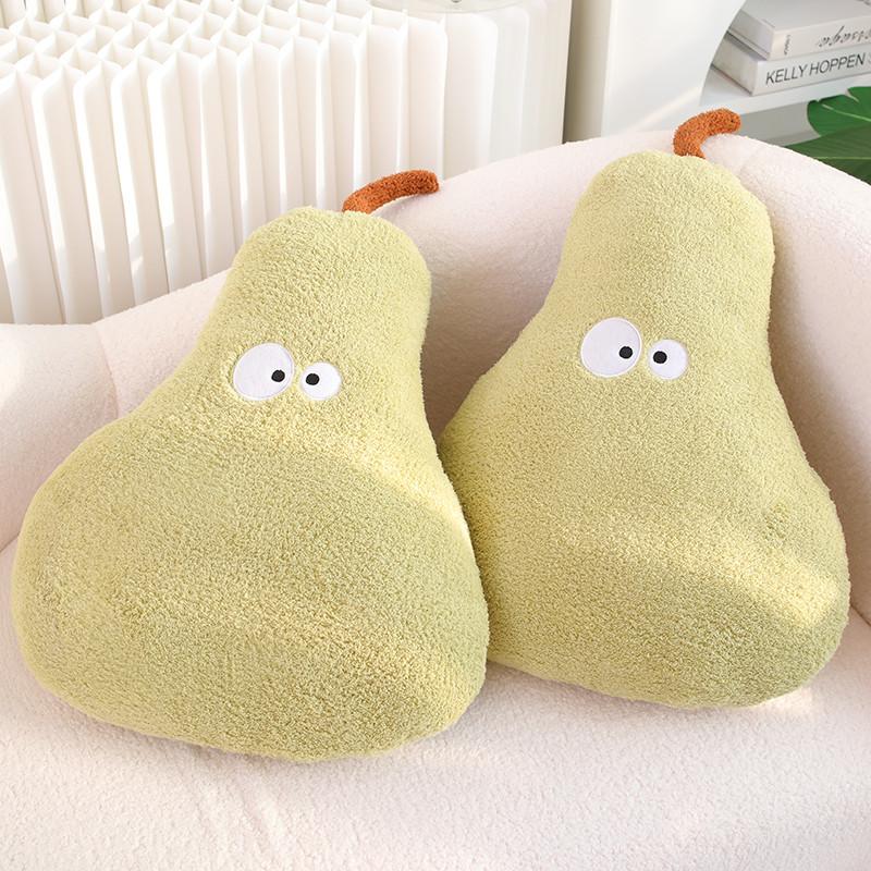 66X40Cm Humanoid Green Pear Plush Pillow Stuffed Kawaii Fruit Cushion Back Support Plushie Sofa Chair Decor Gift