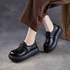 Spring Autumn High-heeled Leather Shoes with Thick Soles, Women's Retro Single Shoes