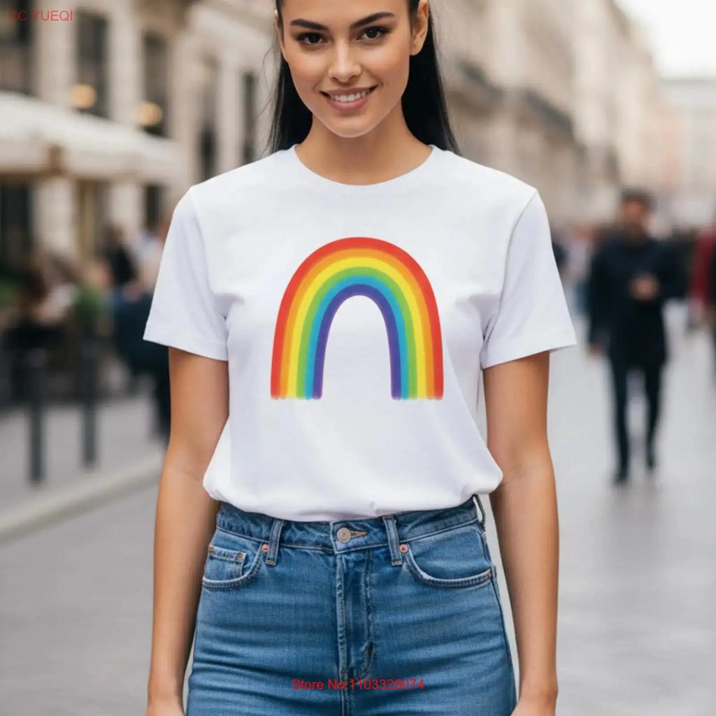 Classic Watercolor Rainbow Premium Crewneck T shirt vintage Washed Stretched Comfortable designer clothes streetwear Versatile