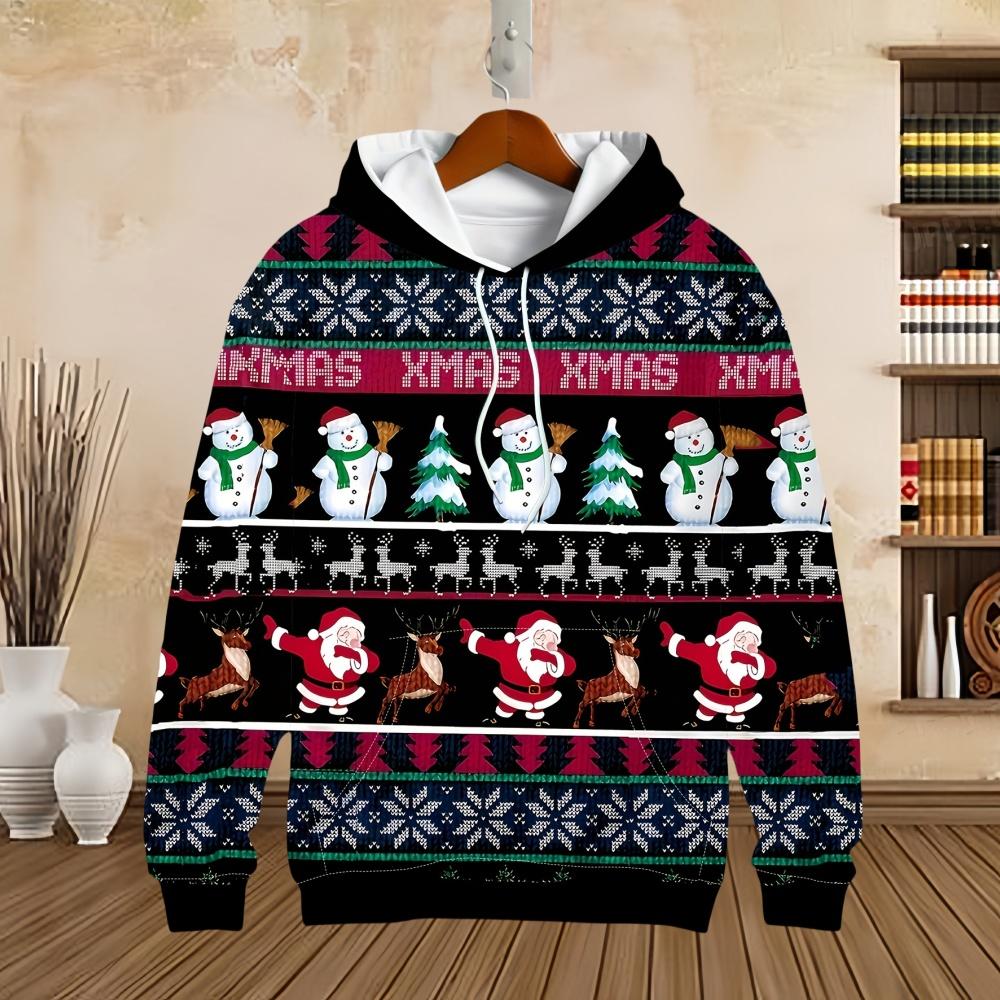 Merry Christmas Men's Hoodies Funny Santa Claus Ho Ho Pullovers Sweatshirts Long Sleeve Men's Xmas Sportsuit Jumper