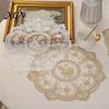 Elegant Lace Doily for Tea Party Retro Round Doily, Embroidered Floral Coaster, 13 Inch Table Decor Sheer Placemat Wedding, Vintage Style