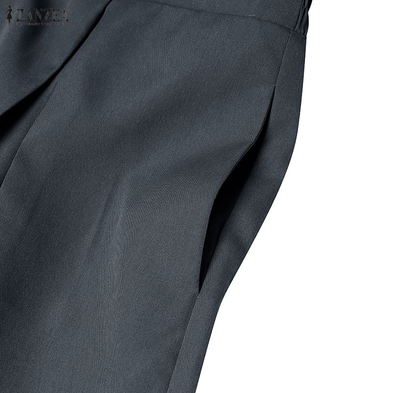 ZANZEA Pantaloni lunghi larghi larghi in vita elastica casual da donna