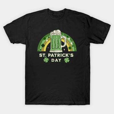 Pánské černé tričko s potiskem St. Patrick'S Day Bavlněné tričko s potiskem na přenosovém papíře bez řezání