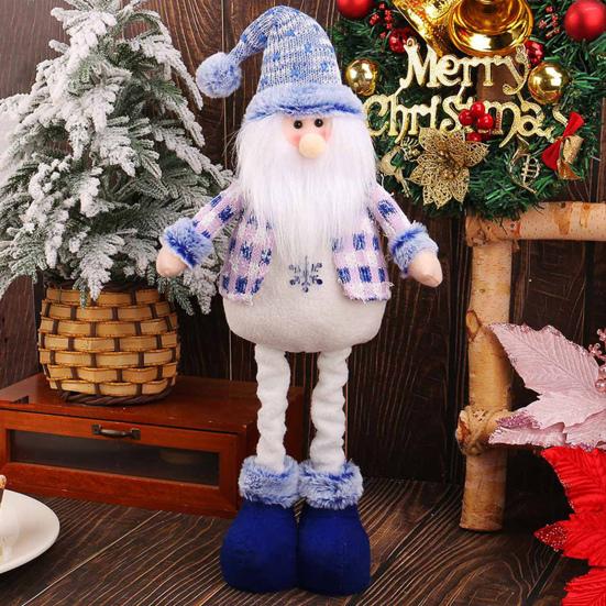 Yousheng Long Leg Christmas Plush Doll Standing Santa Snowman Reindeer Figure with Stretchable Leg for Holiday Winter Home Decoration
