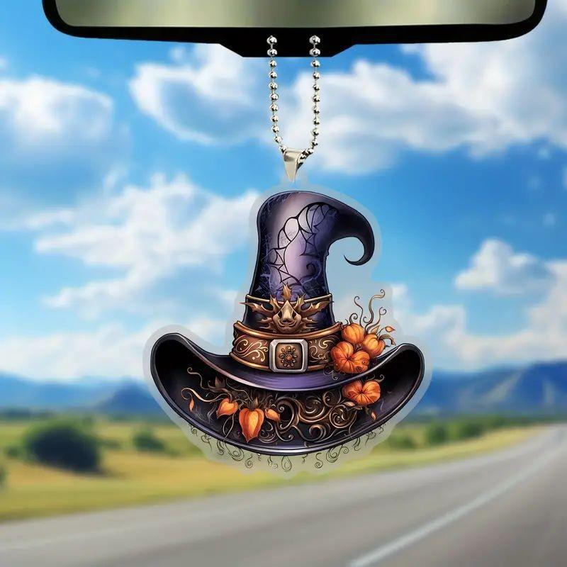 Retro Stylish Acrylic Car Hanging Ornament Gothic Design Perfect For Halloween Decor