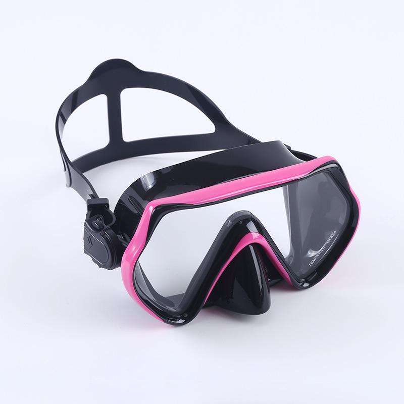 Large Frame Anti-Fog Diving Mask with Tempered Glass and Nose Clip for Adults