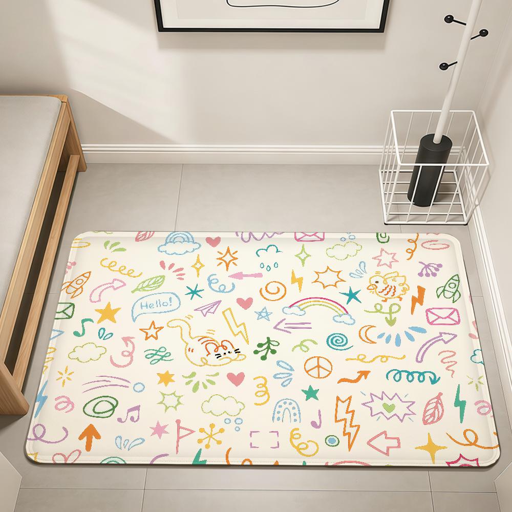 

Cute cartoon animal graffiti funny Home Bedside Rug Kitchen Bath Floor Mat Hallway Balcony Carpet Entrance Doormat hogar Decor 40cm x 60cm