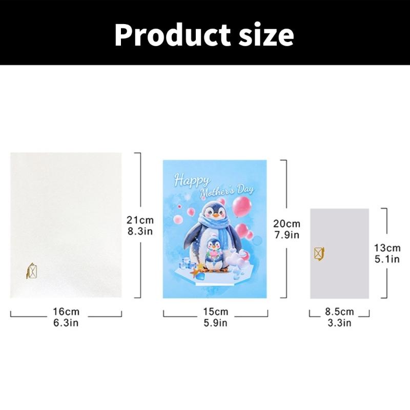 3D Penguins Popup Card Popup Gift Cards,Handmade Greetings Cards,Mother Day Cards Popup Greetings Card Birthday Card