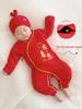 Newborn 100-Day Zhua Zhou Ceremony Big Red Monk Robe Set with Bodysuit for 0-3 Months