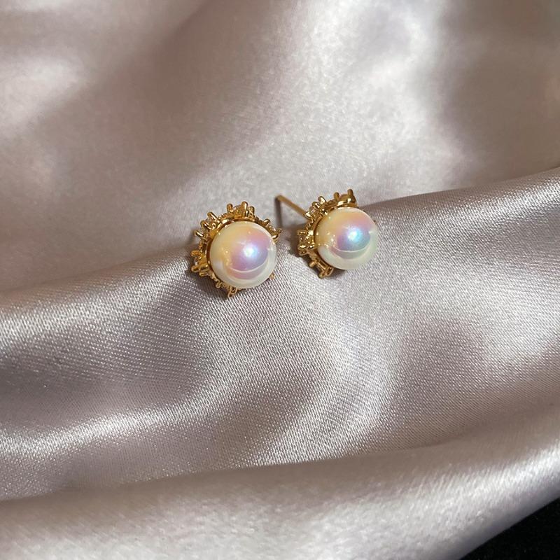 French Silver Needle Diamond Pearl Pendant Earrings Light Luxury Delicate Personality Earrings Design Sense Niche Earrings Women