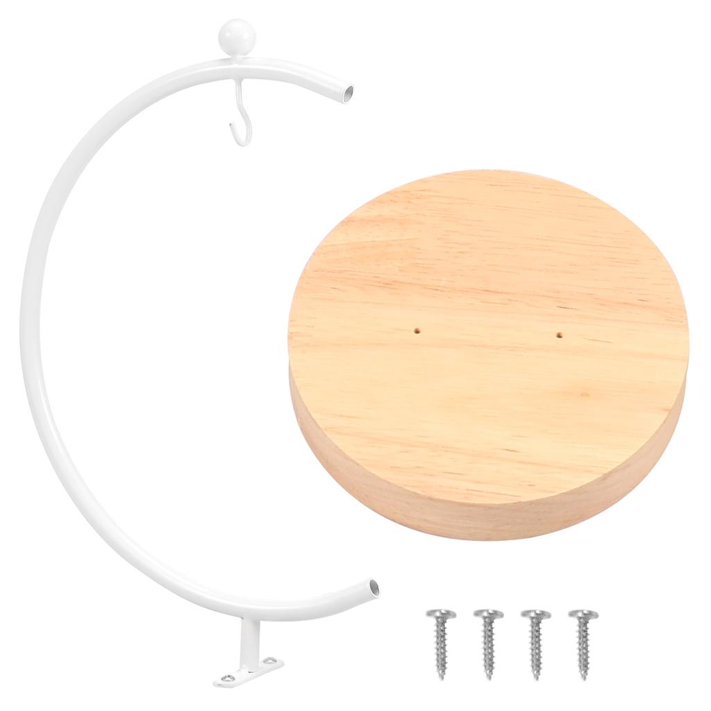 Mondförmiger Bananenständer Aufbewahrungshalter aus Metall für frische Früchte mit Holzfuß Abtropfständer für Küchentheke aufgeräumt