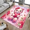 1PC Bear Flowers Extra Large Non Slip Floor Carpet, Office, Family, Bedroom Large Area Rug Indoor Rugs, Vibrant Colors