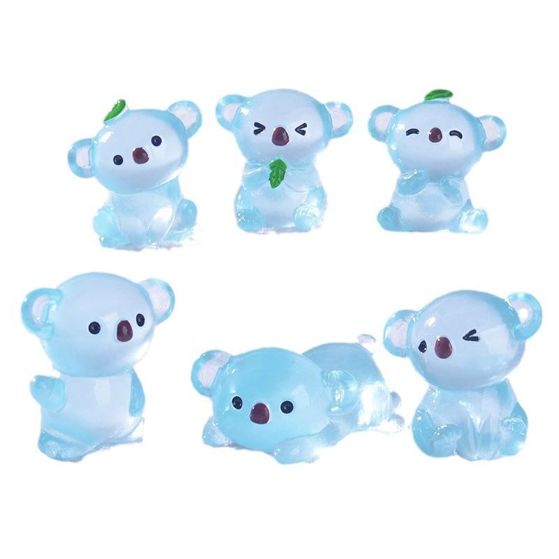 Transparent Resin Luminous Cartoon Koala Luminous Animal Figurine Home Decoration Accessory