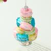Uniquely Shaped Glass Christmas Ball - Macaron Cake Painted Ornament for Tree Decoration Colorful Holiday Decor