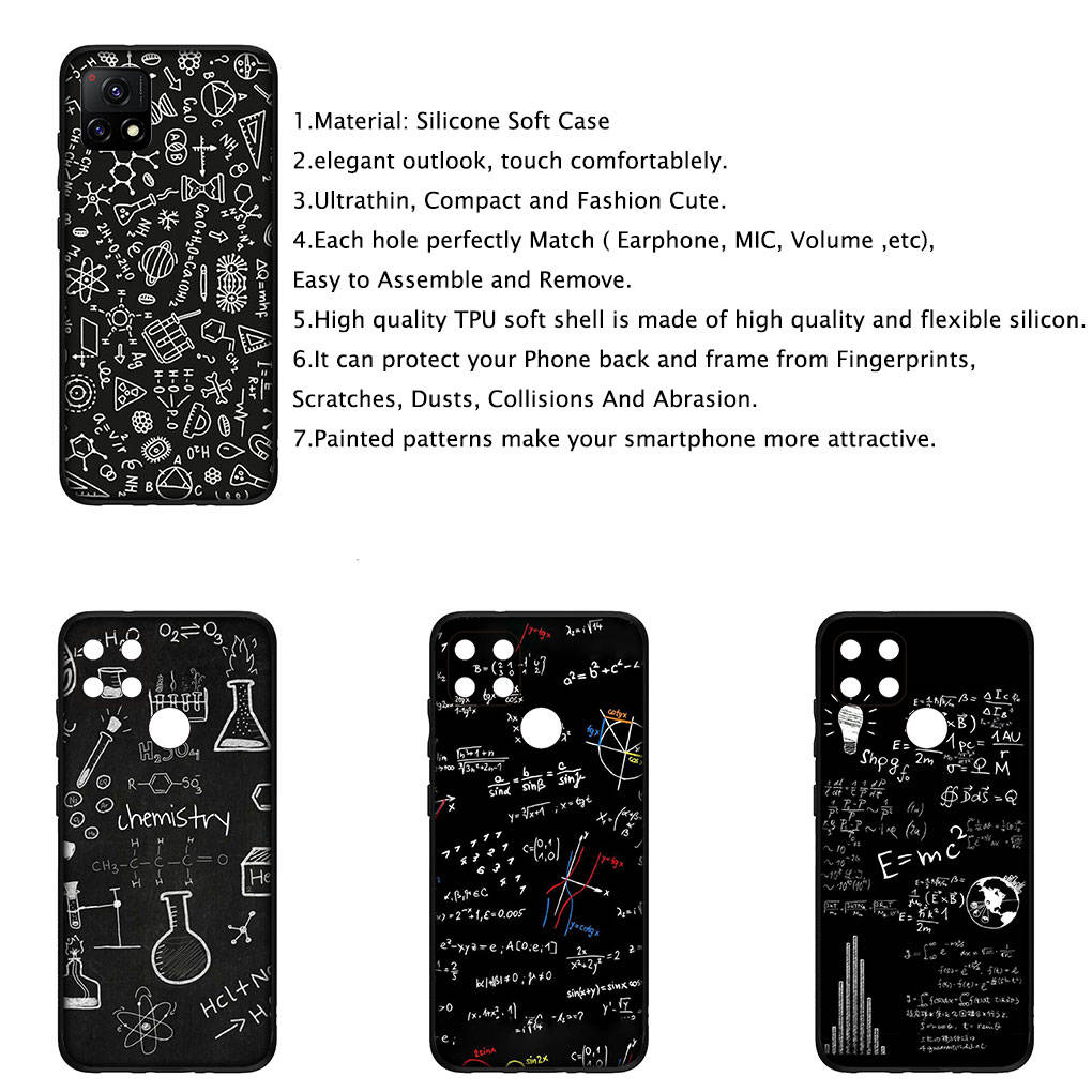 For iPhone 16 15 Xiaomi Redmi Note 14 13 12 11 Pro Max X 8 16e Samsung Galaxy S25 S24 S23 Moto OPPO Huawei Chemical Maths Equation Formula Phone Case