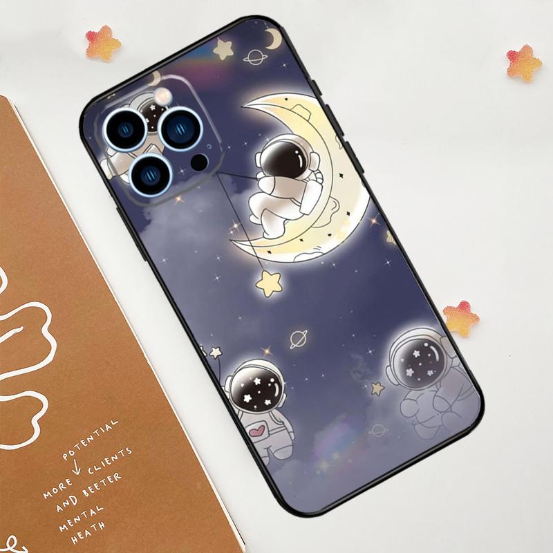 Cute galaxy Astronaut Phone Case For iPhone 17 Pro Max 14 11 15 16 Pro Max 13 12 mini 16 Plus 16e 17 Air Funda