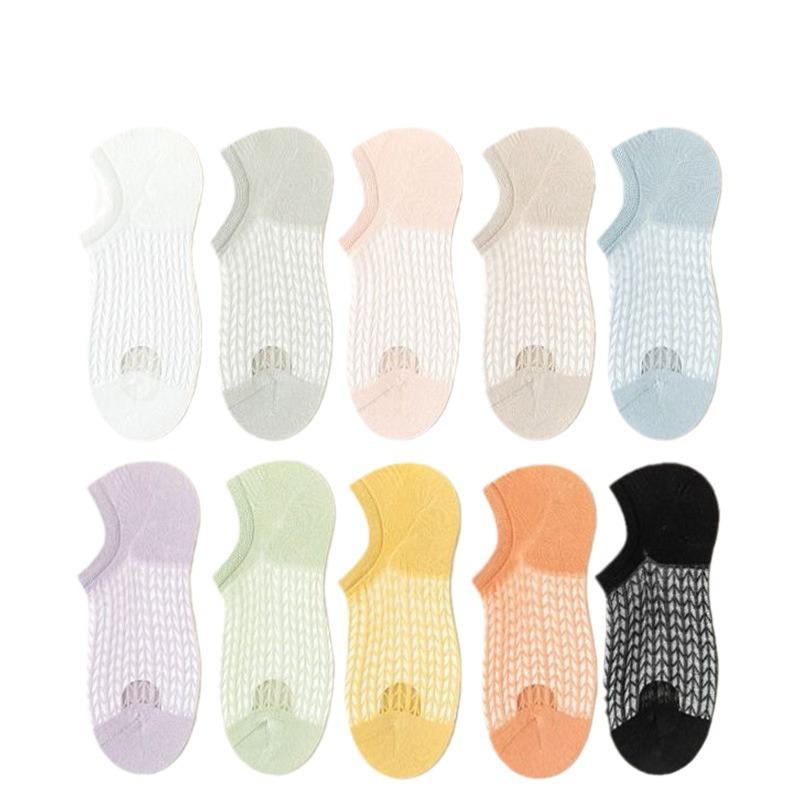 

Носки женские, носки-лодочки, летний тонкий стиль, короткие носки с полой сеткой, дышащие и не пропускающие запахи, легкие, однотонные, универсальные Pack of 10