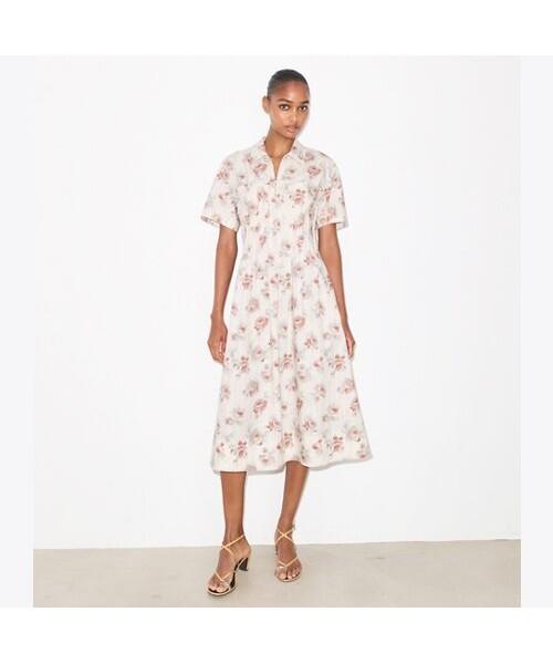 Tolibeochi Poplin Pleated Waist Dress - Pink Rose