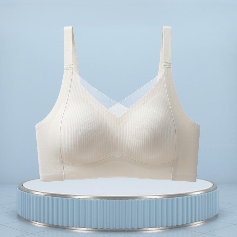 Women's Wire-Free Full Cup Support Bra with Anti-Sagging and Chest Gathering Pads