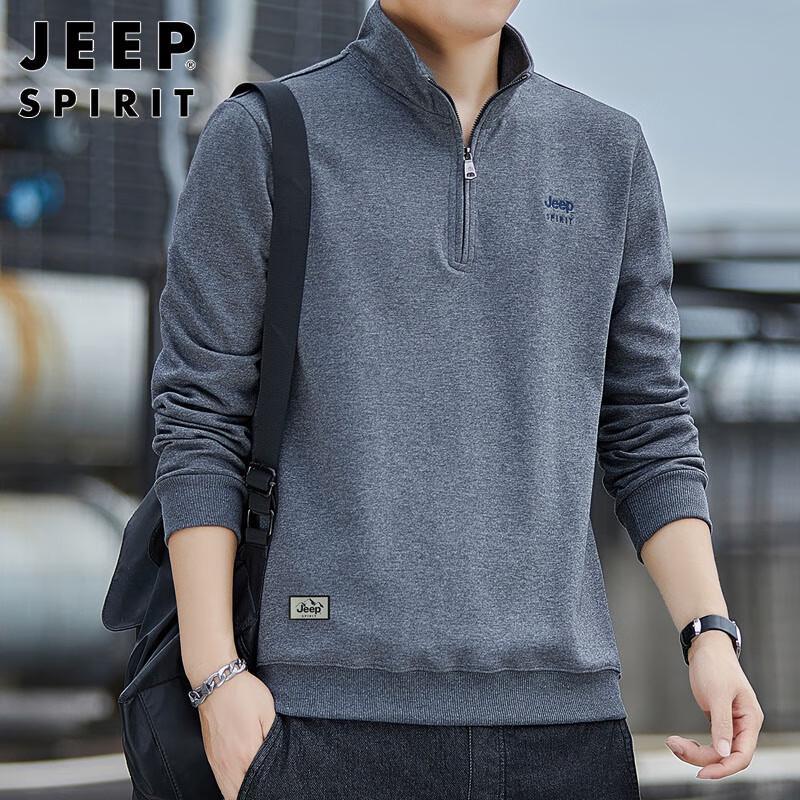 

JEEP SPIRIT Men s Half-Zip Stand Collar Long Sleeve Sweatshirt M