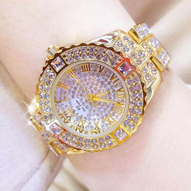 AUP1 Damenuhren Diamant Gold Uhr Damen Armbanduhren Luxusmarke Strass Damen Armbanduhren Weiblich Relogio Feminino