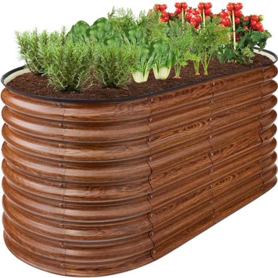 

4x2x2ft Outdoor Metal Raised Garden Bed Oval Deep Root Planter Box for Vegetables Flowers Herbs and Succulents w 101 Gallon Cci United States