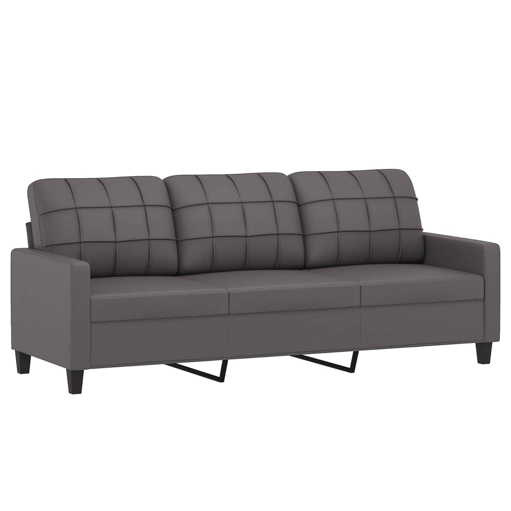Vidaxl 3-Cz. Relaxation Set With Cushions, Grey, Eco-Leather