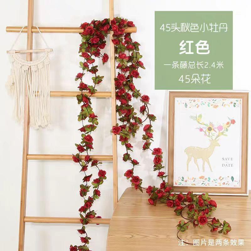 2 Pcs Garland, Artificial Rose Vine Flowers , Anniversary Wedding Birthday Christmas Wall Arch Decor  Wall Room Decor Aesthetic