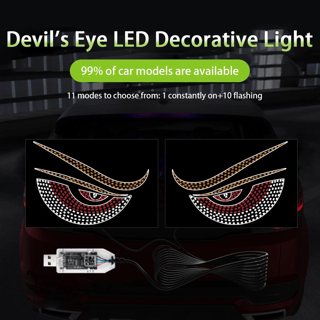 Truck Demon Eye LED Light Dynamic Eye Light Car Front and Rear Display Screen Car Sticker Truck Decoration Expression Light