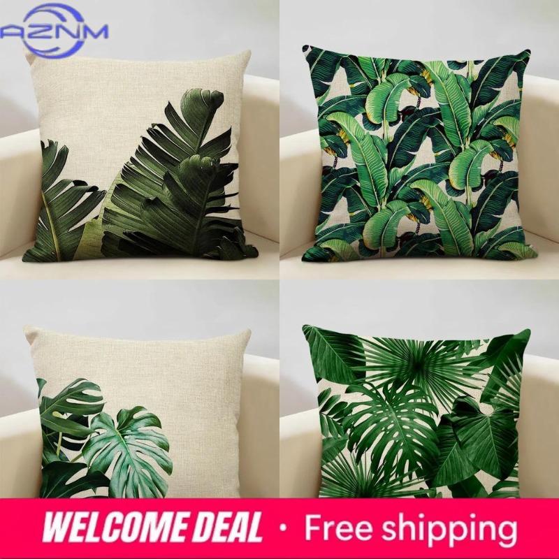 Decoración del Hogar Fundas de Almohada con Patrón de Hojas Tropicales Exóticas Funda de Cojín con Patrón Adecuada para Sofá Dormitorio Coche Funda de Almohada