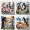Art Horse Single-sided Printed Pillowcase, Sofa Living Room Elegant Cushion Cover, Bedroom Bedside Decorative Pillow Cover