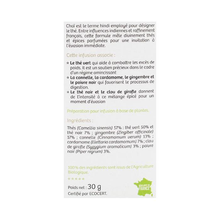 Vitavea - BioNutrisanté - Infusion Chaï Minceur - 20 Sachets