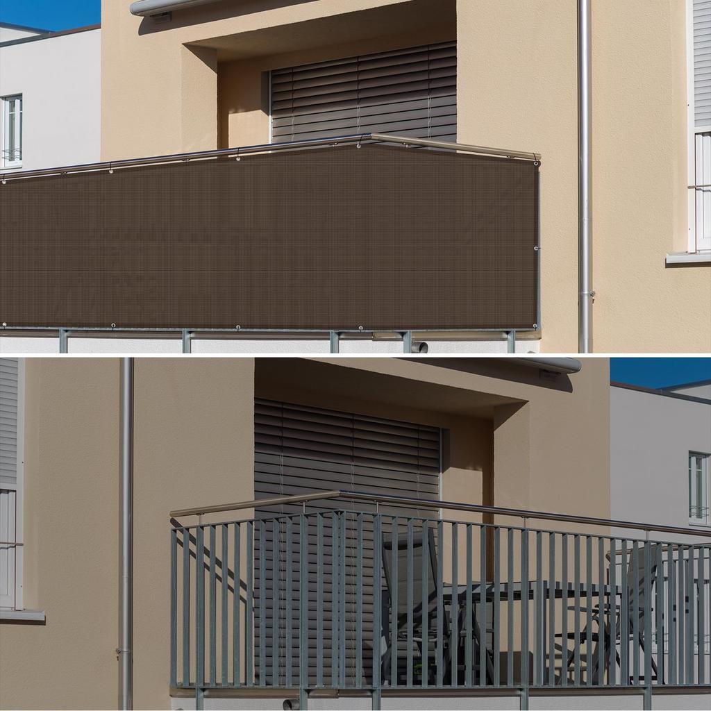 LOVE STORY Veranda Privacy Shade, Balcony Sunshade, Customizable, Ventilated Sunshade, Privacy Fence, Strengthened UV Protection, 2.7x1m, Mocha