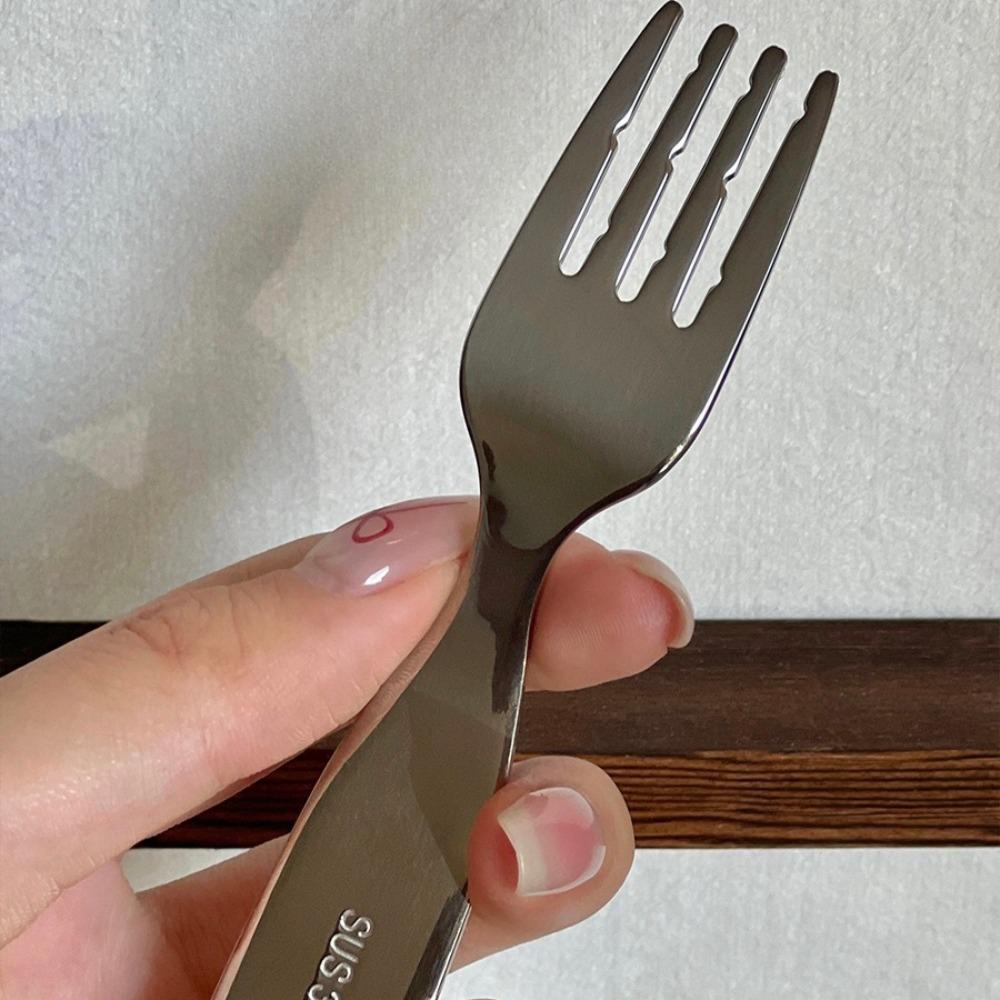 Toddler 304 Stainless Steel Spoon Fork Cute Short Handle Children's Tableware Baby Eating Utensils Thickened Dinnerware for Kids