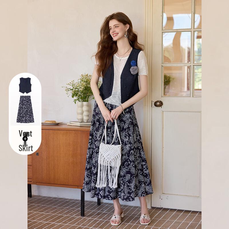 Bailuyu Women s French Retro Vest & Skirt Set L (Vest)