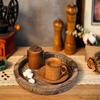 Wooden Serving Tray: Round Wood Butler Decorative Tray Centerpiece Candle Holder Trays Farmhouse Ottoman Tray for Decor Coffee Table